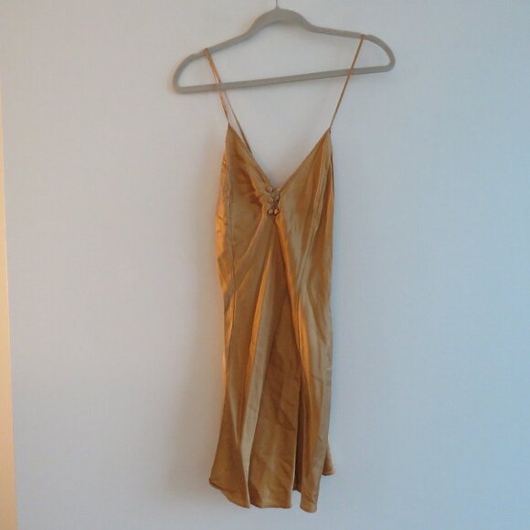 VINTAGE VICTORIA'S SECRET Gold Label 100% Silk Slip Dress in Gold Y2K - Sz L - Picture 2 of 11
